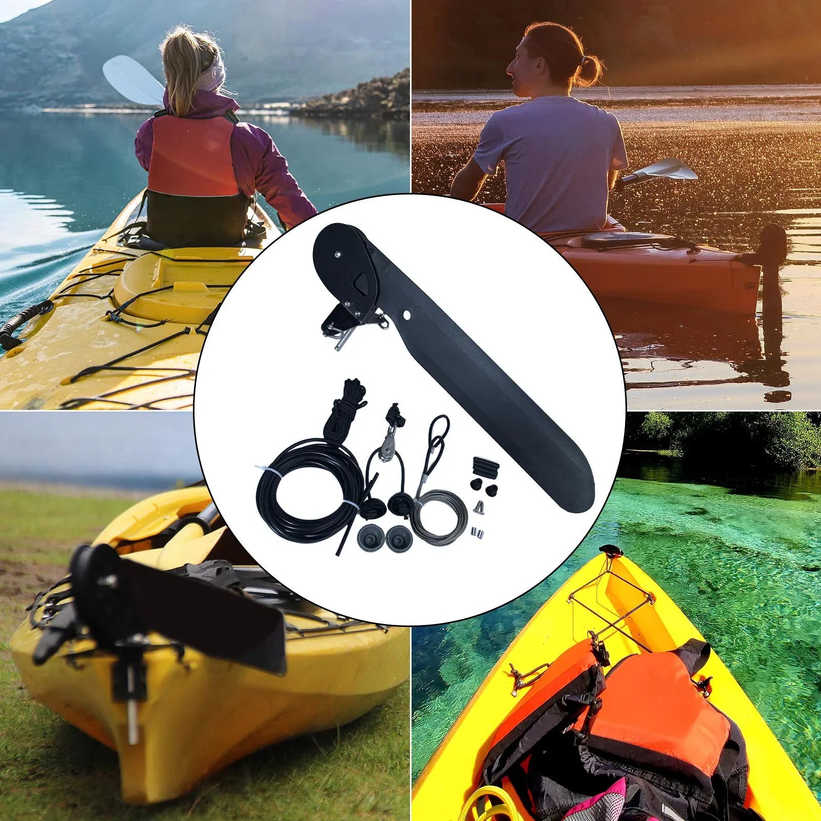 Kayak Watercraft Rudder Direction Control Steering System for Canoe Fishing