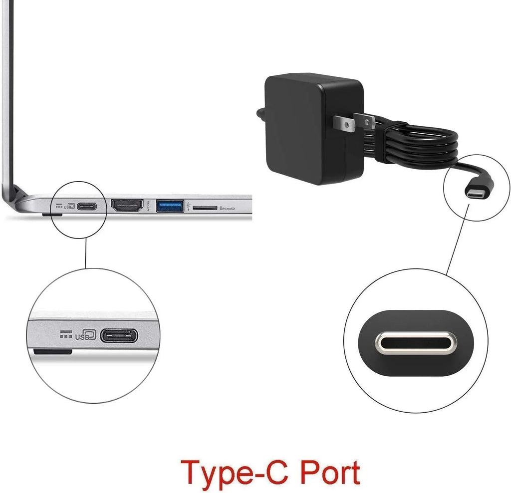 Guy-Tech Max 45W Charger Suitable with Dell Latitude 7390 2-in-1 Type-c 20.0V 2.25A 1.5A Adapter Power supply