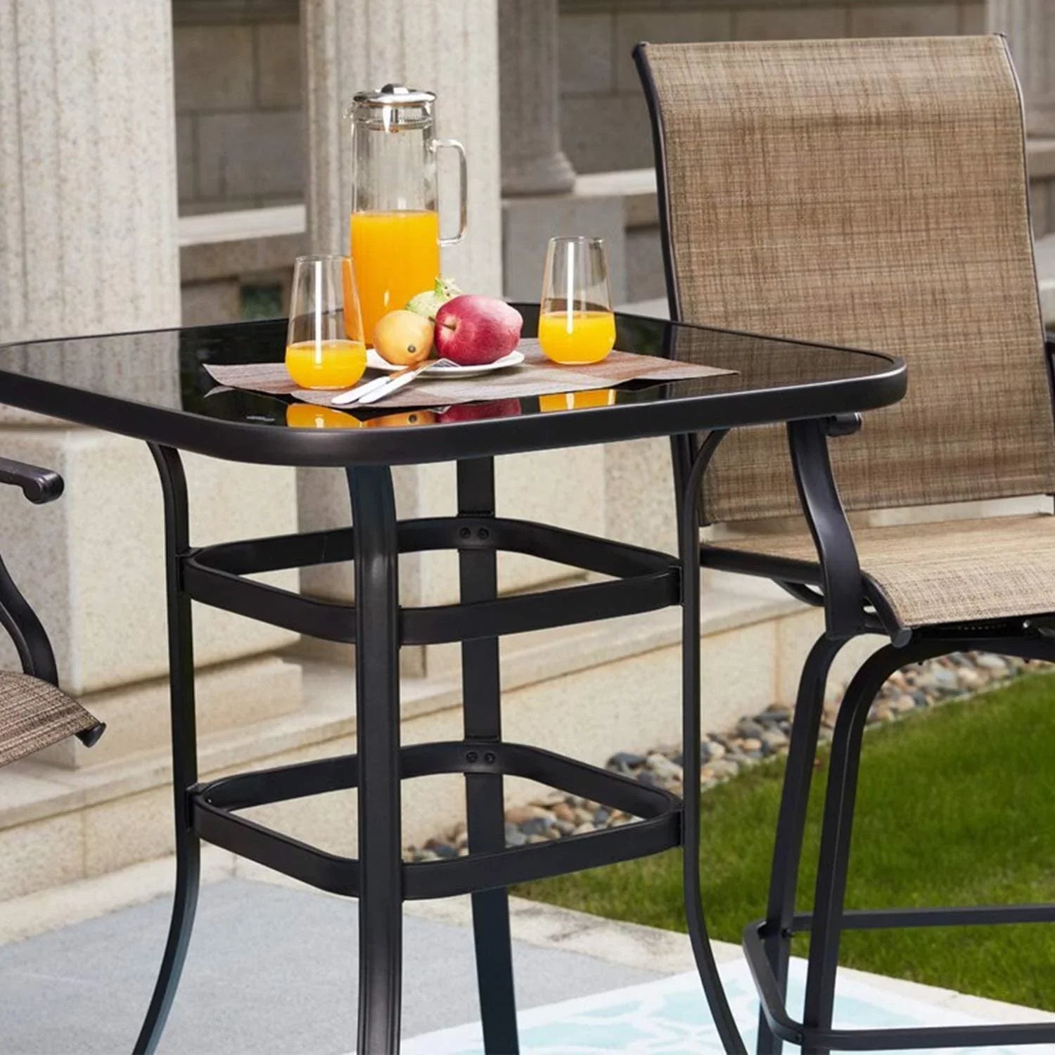 Lilac Long-lasting & Solid Glass Bar Table For Deck Or Porch
