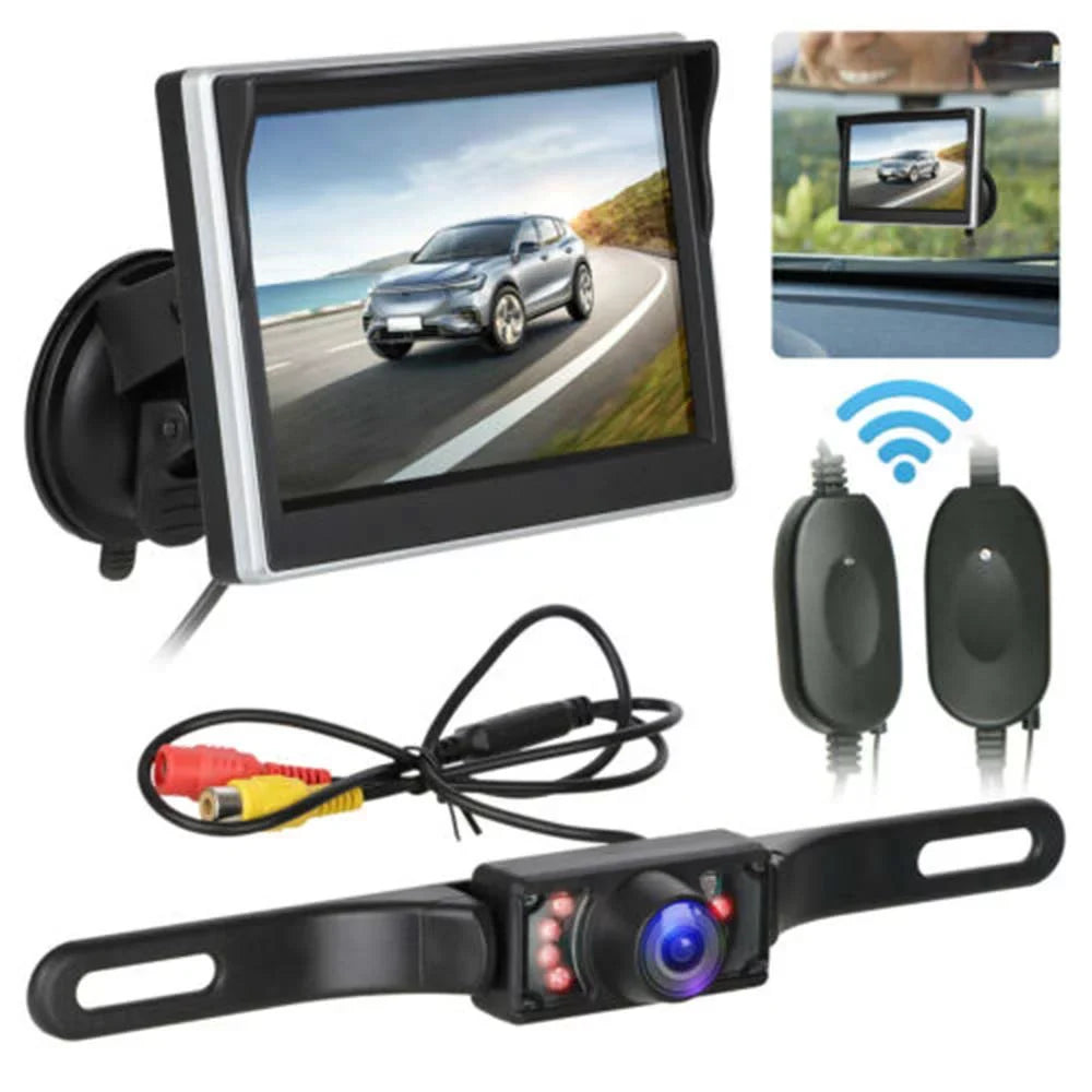 Wireless Backup Camera System 170° 5" TFT LCD Rear View Monitor IP67 Waterproof Night Vision Reverse Camera for Car MPV SUV RV