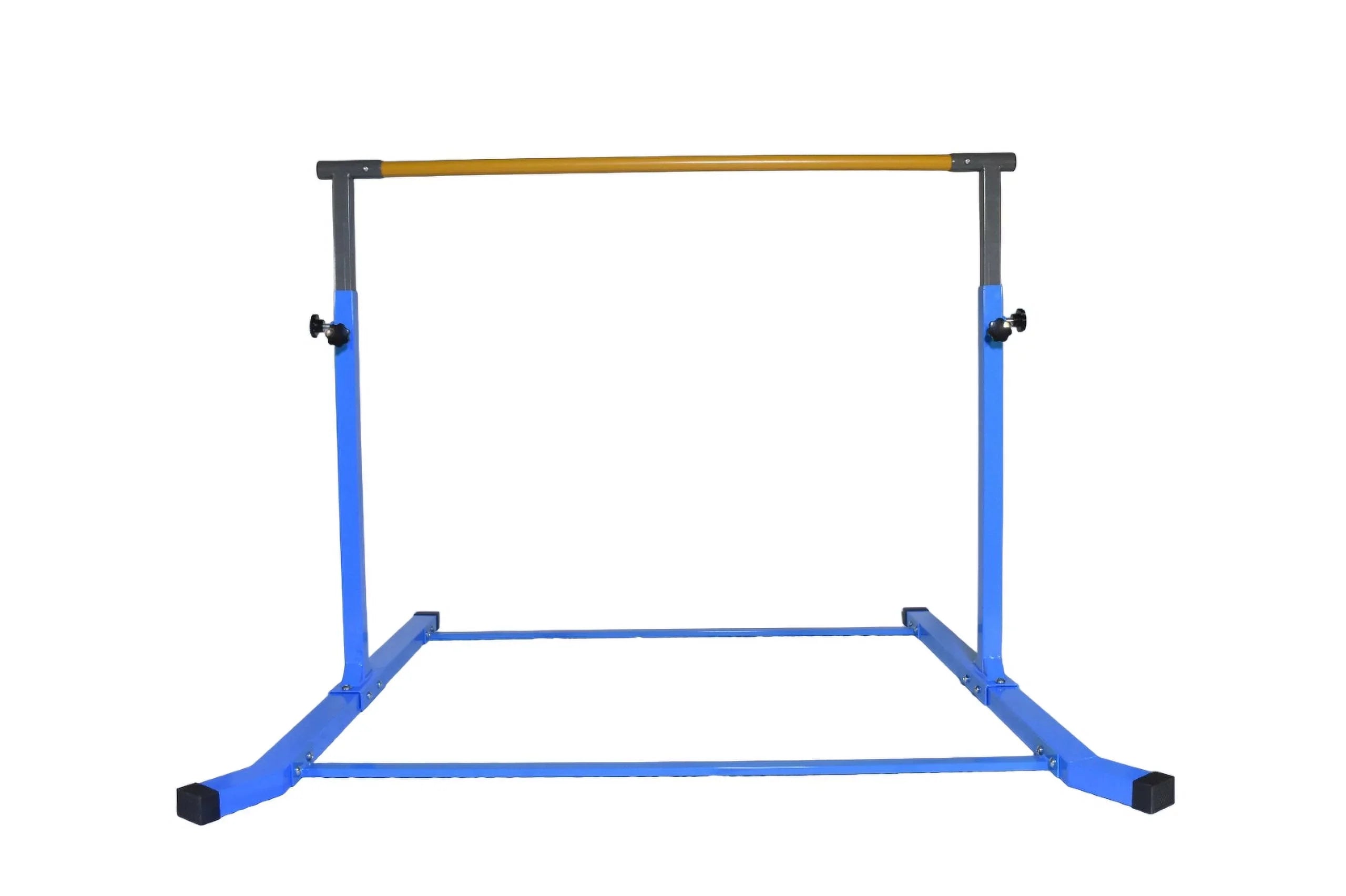 5 Star-TD Gymnastics Training Kip Bar for Kids, Expandable Between 3 FT to 5 FT, Adjustable Height Horizontal Bar Gymnastic Training Fitness Equipment for Home Practice Tumbling (Blue)