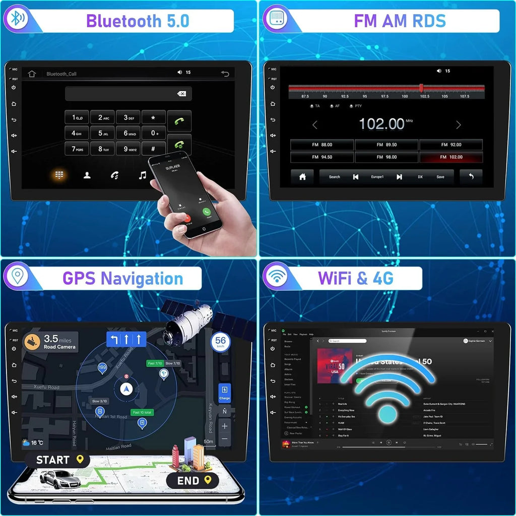 THONZER Car Stereo Radio for Honda Accord 8th 2008-2013 Android 8 Core Car Stereo 10.1 Inch Touch Screen with CarPlay Android Auto Bluetooth 5.0 GPS Navigation 4G WiFi Backup Camera（4G+64G）