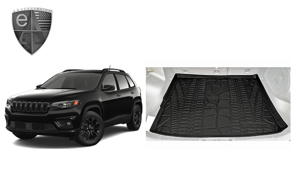 EACCESSORIES EA Cargo Liner – Trunk Mat for Jeep Cherokee 2014-2023 – Strong Trunk Mats for Cars with Raised Lip – Non-Slip Car Trunk Mat Rubber – Easy to Install – Laser Pre-Cut Design