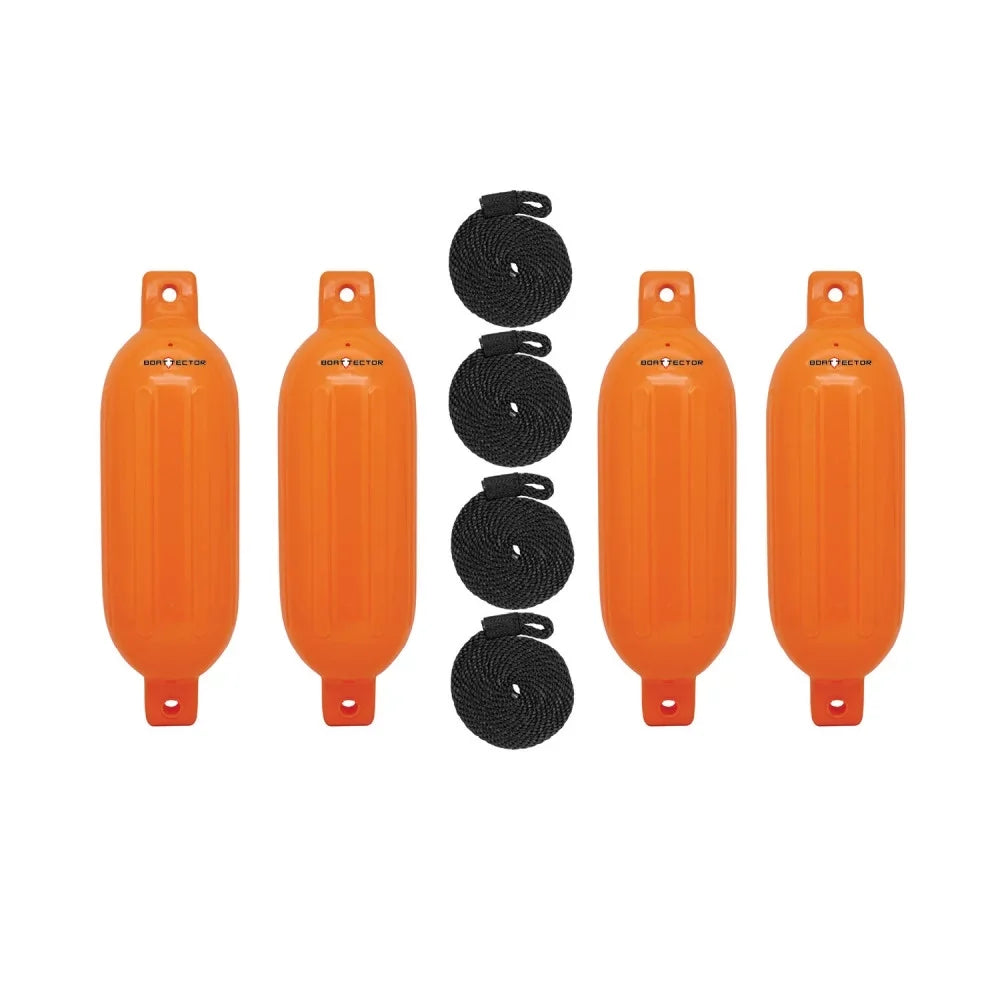 Extreme Max 3006.7626 Vessel Inflatable Fender Value 4-Pack - 4.5" x 16", Neon Orange