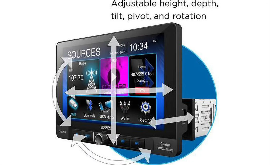 Jensen CM901MIR 9 inch Mechless Multimedia Receiver with Bluetooth and USB Screen Mirroring for Apple and Android Smartphones