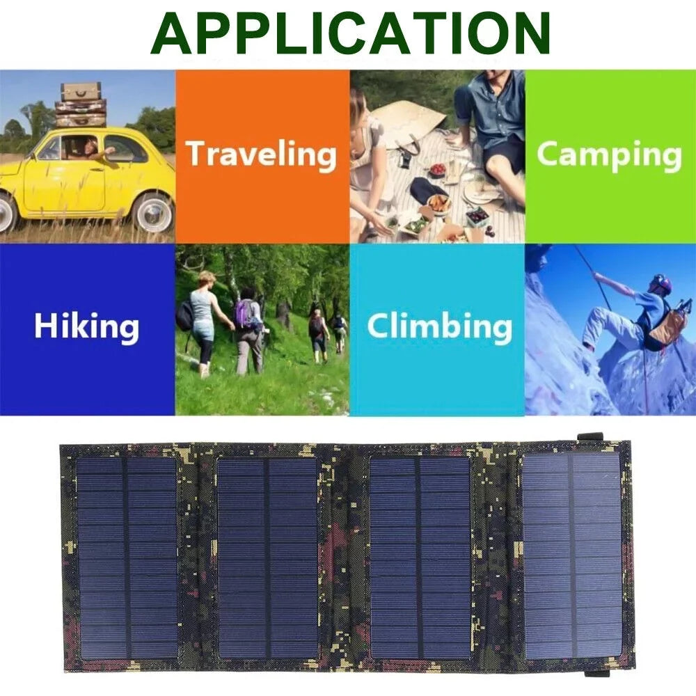 Jahy2Tech Foldable Outdoor 80W USB Solar Panel Portable Phone Charger Camping Hiking Rechargeable Battery High Caliber