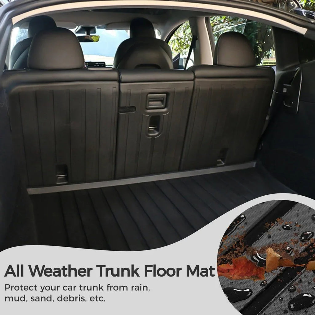 All Environment Car Trunk Mats, 3 Rear Seat Back Mats and Trunk Floor Mat, Fitting with 2020 2021 2022 Tesla Model Y, Waterproof Non-slip Car Trunk Floor Liner