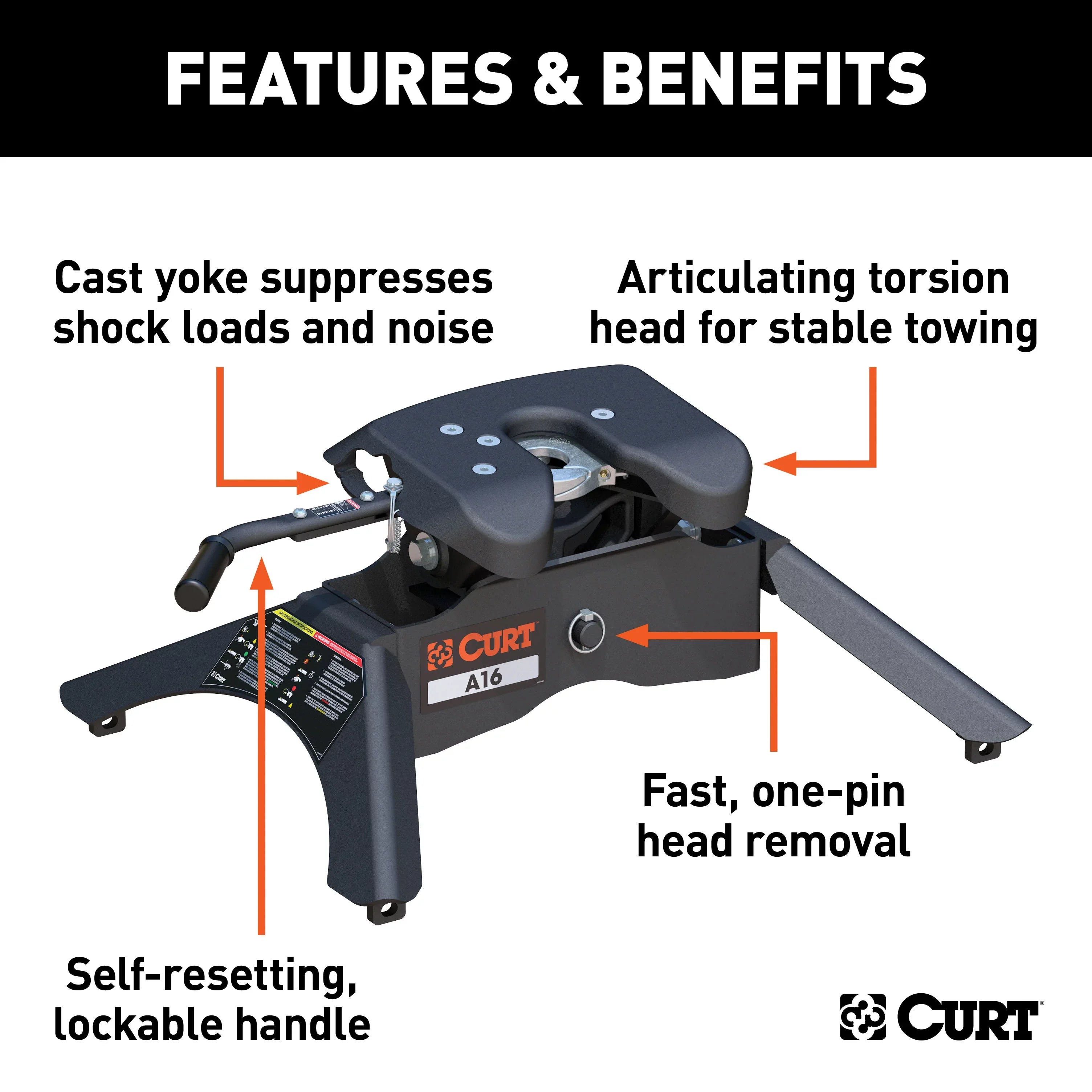 CURT 16120 A16 5th Wheel Hitch, 16,000 lbs