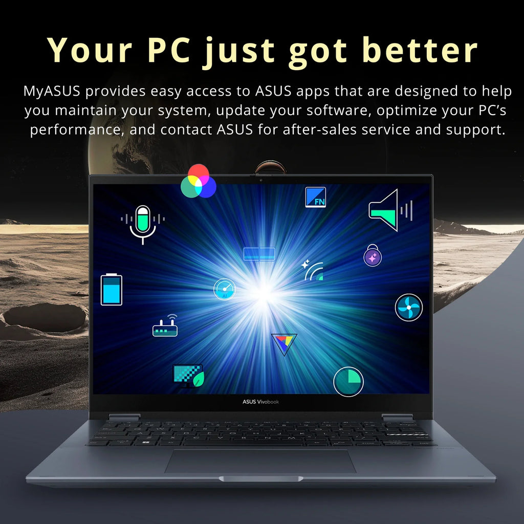 ASUS Vivobook S 14 Flip 14" FHD Touch Display, Intel Core i5-12500H CPU, 8GB DDR4 RAM, 512GB SSD, NumberPad, Thunderbolt 4, Windows 11 Home, Quiet Blue, Hotface 32GB USB Card
