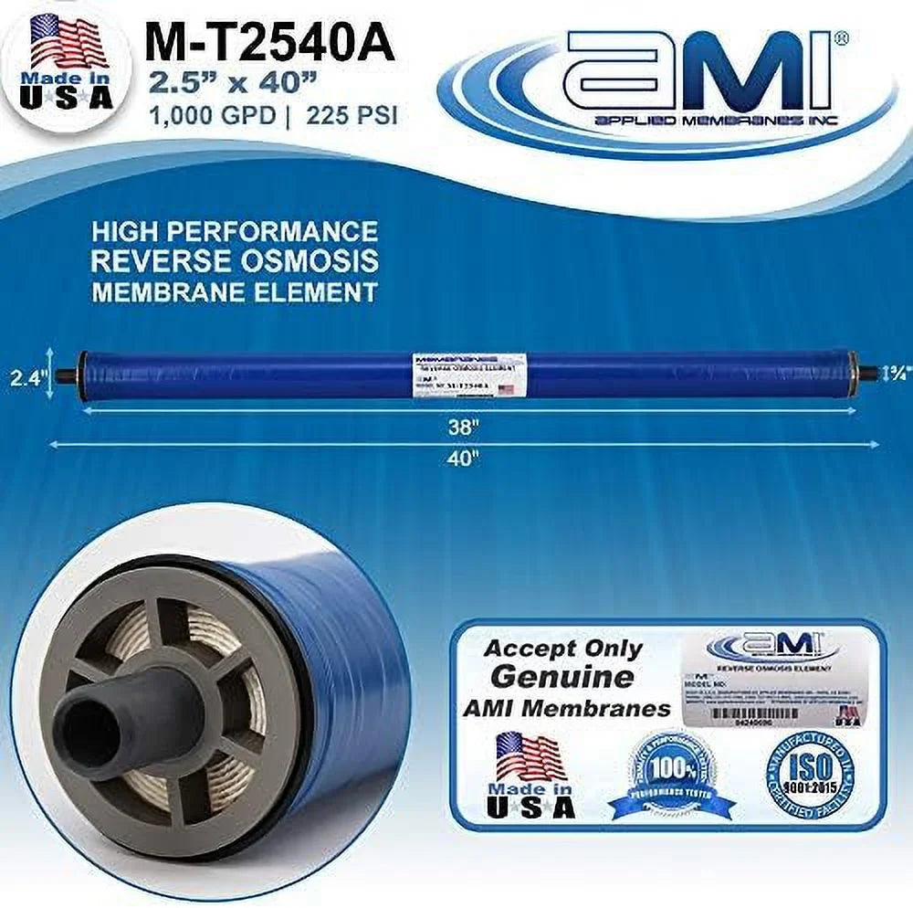Reverse Osmosis Membrane For Tap Water | 1,000 GPD At 225 Psi | 99.5% Rejection | Replacement RO Membrane | M-T2540A