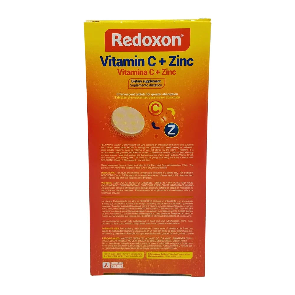 Redoxon Vitamin C with Zinc. Dietary Supplement. 20 Tablets. 2.82 oz. Pack of 6