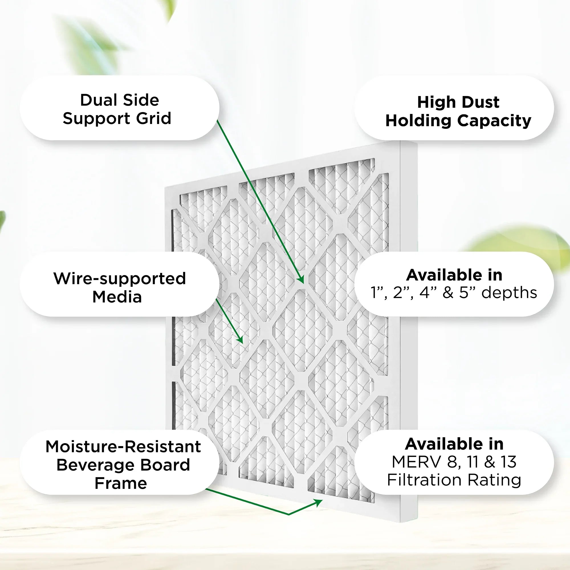 16-3/8 x 21-1/2 x 1 MERV 11, MPR 1000 Pleated AC Furnace 1" Air Filters by Pamlico. Quantity 6. Actual Size: 16-3/8 x 21-1/2 x 3/4