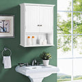 Bathroom Wall Cabinet, Wooden Hanging Storage Cabinet with Doors & Shelves, Multipurpose Storage Cabinet for Bathroom Kitchen Living Room, Wall Mounted Bathroom Medicine Cabinet