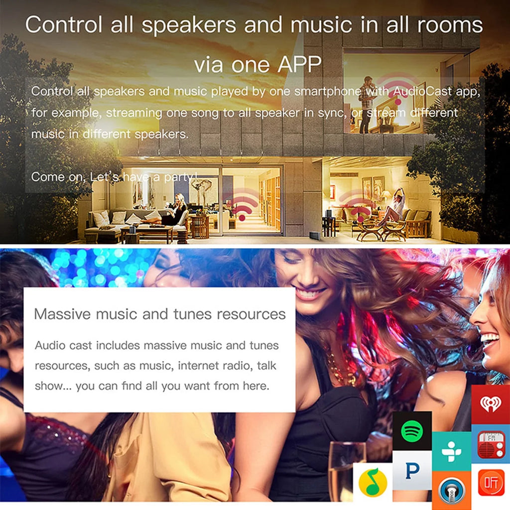 Music Receiver Yabuy M5 HIFI Receiver Airplay DLNA IOS & Android Airmusic 2.4G WIFI Audio Speaker for Spotify Wireless Sound Streamer