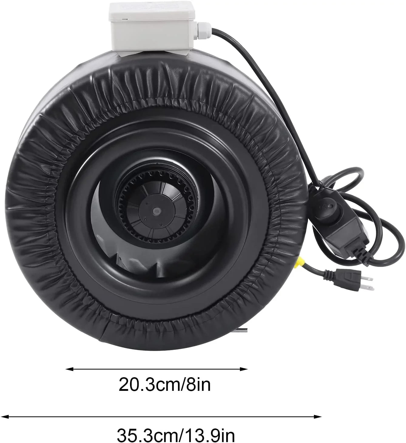 FETCOI Grow Tent Fan 8 Inch Inline Fan Industrial Grade Duct Exhaust Fan Combinable with HEPA Filter & Carbon Filter Powerful Booster Fanwith Speed Controller