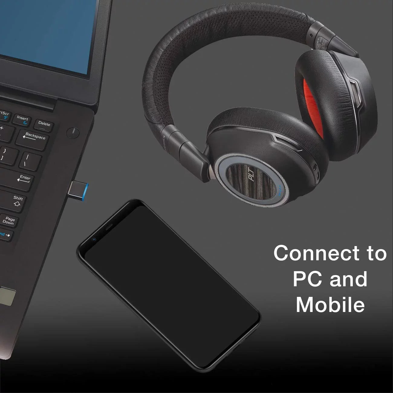 Plantronics Voyager 8200-UC Stereo Bluetooth Headset | USB Dongle | #208769-01 | Bonus AC Charger
