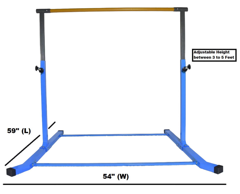 5 Star-TD Gymnastics Training Kip Bar for Kids, Expandable Between 3 FT to 5 FT, Adjustable Height Horizontal Bar Gymnastic Training Fitness Equipment for Home Practice Tumbling (Blue)