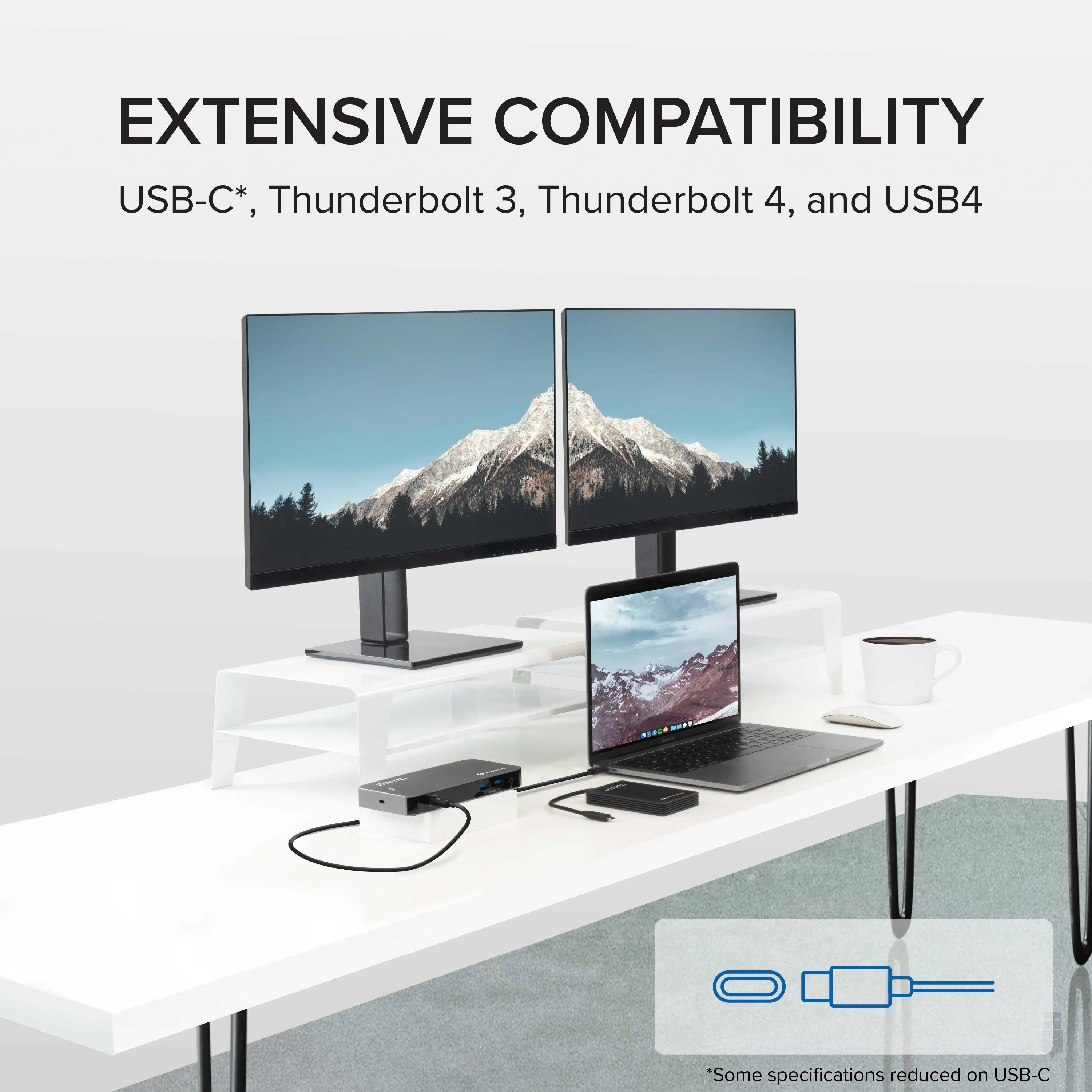 Plugable USB-C and Thunderbolt Dock - 40Gbps with 96W Charging, Fitting with Mac and Windows Laptops, DisplayPort and HDMI, 2x USB-C, 3x USB 3.0, Gigabit Ethernet, Audio Jack