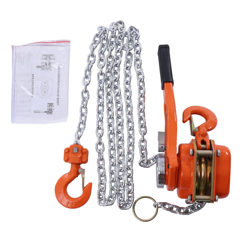 DENEST 0.75T Lever Block Chain Hoist Come Along Puller 10Ft Chain Lifter Ratchet Type