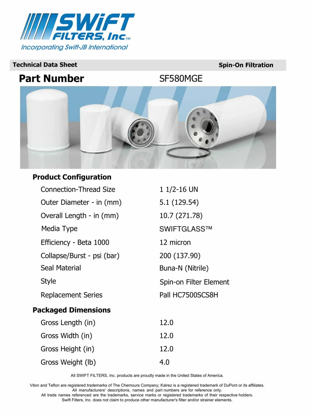 Direct Interchange for FLEETGUARD HF6713in-On Filter Element Microglass Construction 12 Micron