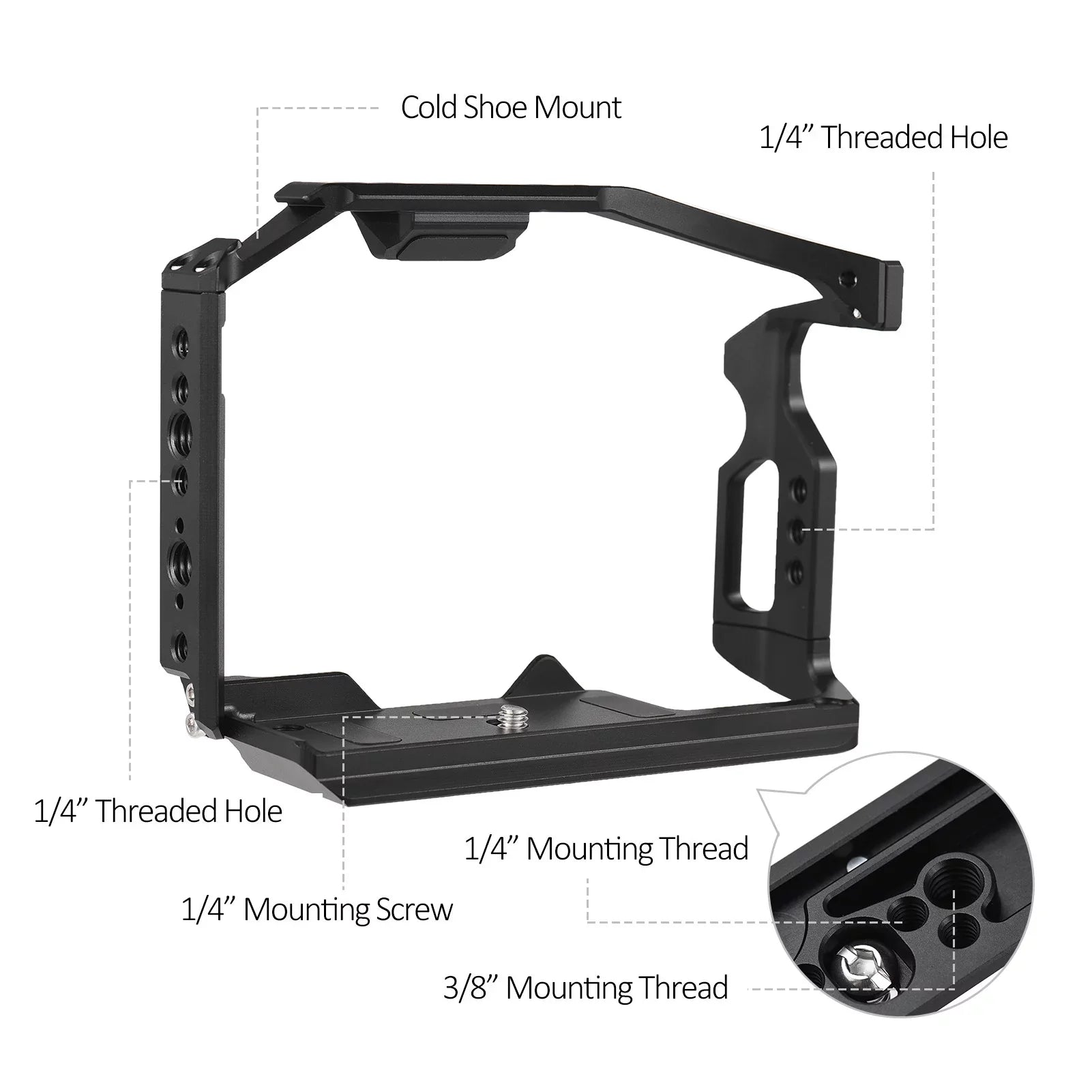 Dcenta Camera Cage Suitable with Panasonic GH6 Aluminum Alloy Construction with Cold Shoe Mount and Extensive Threaded Holes