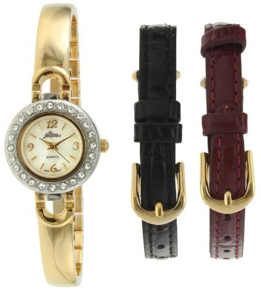 ST3 Women's Gold-Tone Half Bangle Gift Set Watch