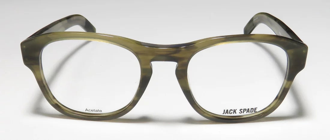 NEW JACK SPADE FREEMAN MENS/WOMENS DESIGNER FULL-RIM STRIATED OLIVE BRAND NAME COLLECTIBLE AUTHENTIC FRAME DEMO LENSES 48-20-140 EYEGLASSES/EYEGLASS FRAME