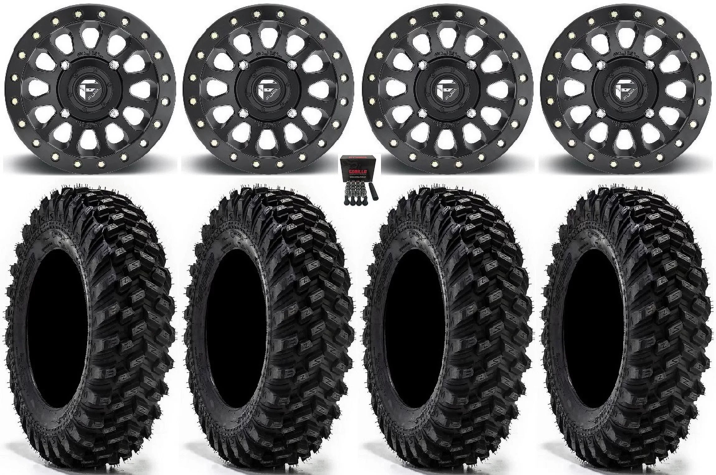 Fuel Vector Bdlk 14" Wheels Bk 32" Warrior XT Sticky Tires Sportsman RZR Ranger