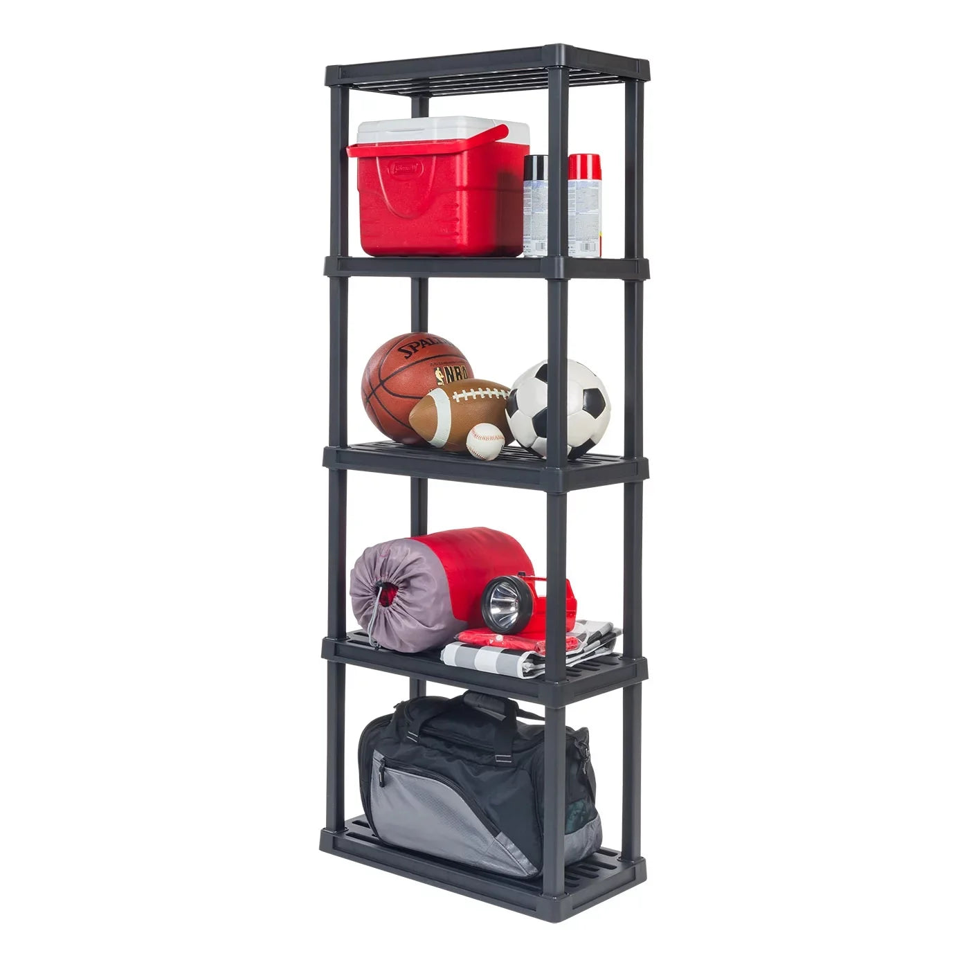 IRIS USA 5 -Tier Plastic Rack Storage Shelf with 200 lb. Total Capacity, Black