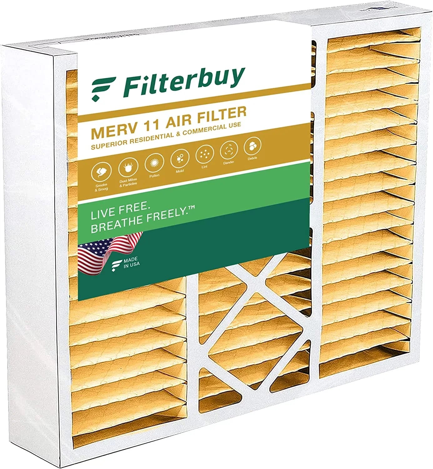 Filterbuy 19x20x5 MERV 11 Pleated HVAC AC Furnace Air Filters for Bryant/Carrier FILXXFNC0021, Day & Night, and Payne (1-Pack)