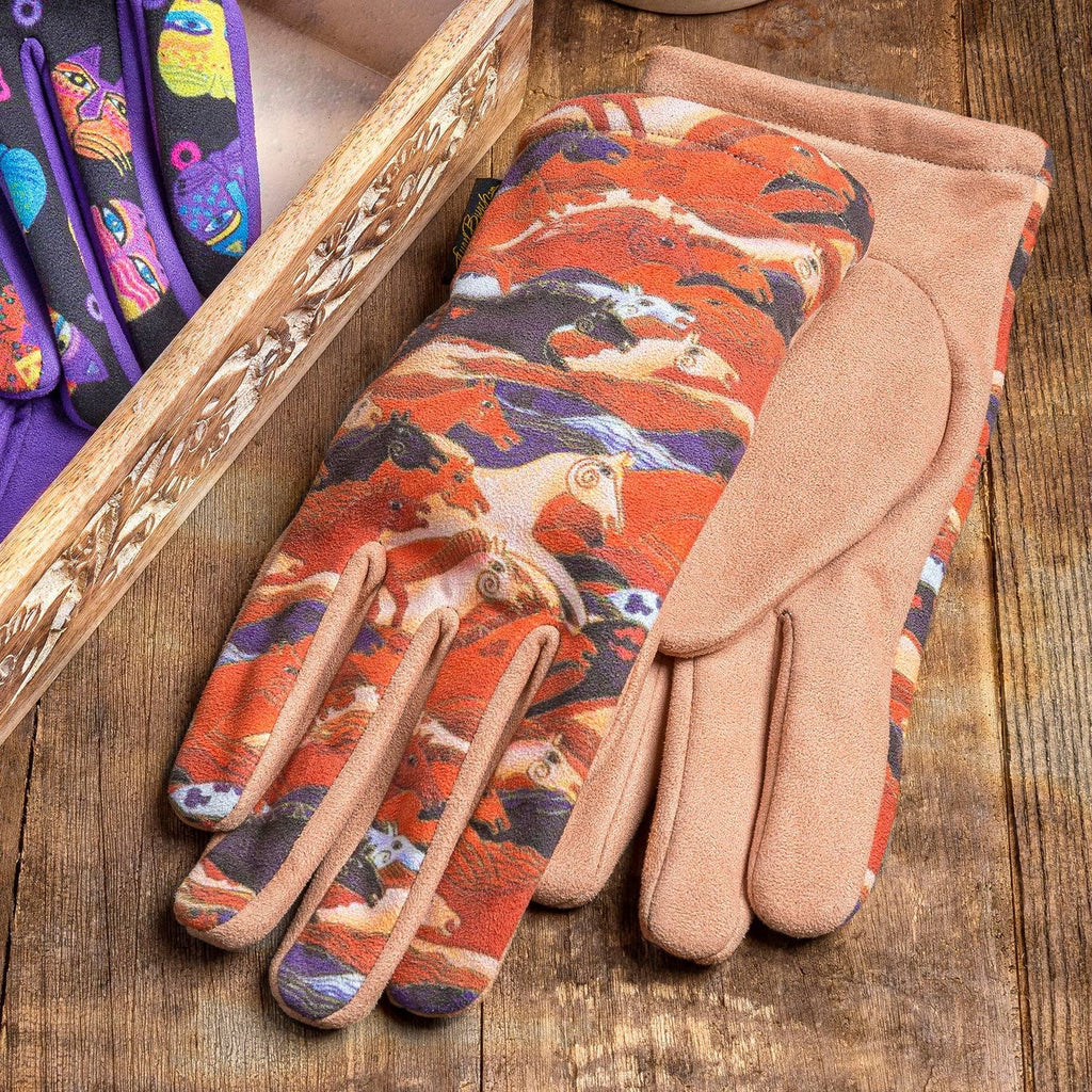 Laurel Burch Embracing Horses Suede Gloves