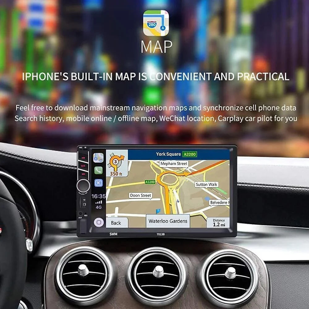Binize 7 inch Car Stereo Radio Fitting with Carplay Android Auto Double Din Touchscreen Bluetooth Head Unit/MP5 Player/FM/AM,Support Reversing Image Input/Steering Wheel Control/USB/Remote