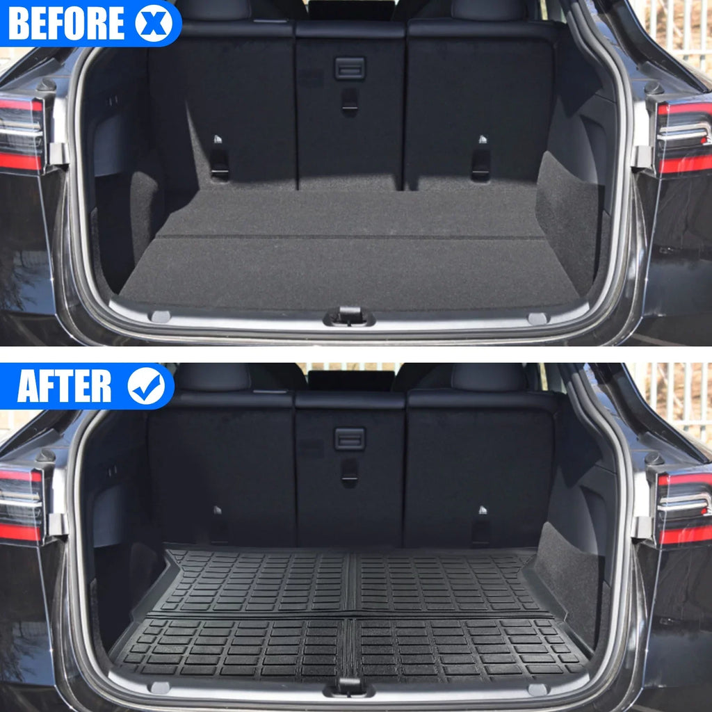 Cargo Liner Fit 2020 Tesla Model Y 7-Seat All Condition Rear Trunk Protection Cargo Tray Floor Mat for Tesla Model Y 2020 SUV Accessory , Black