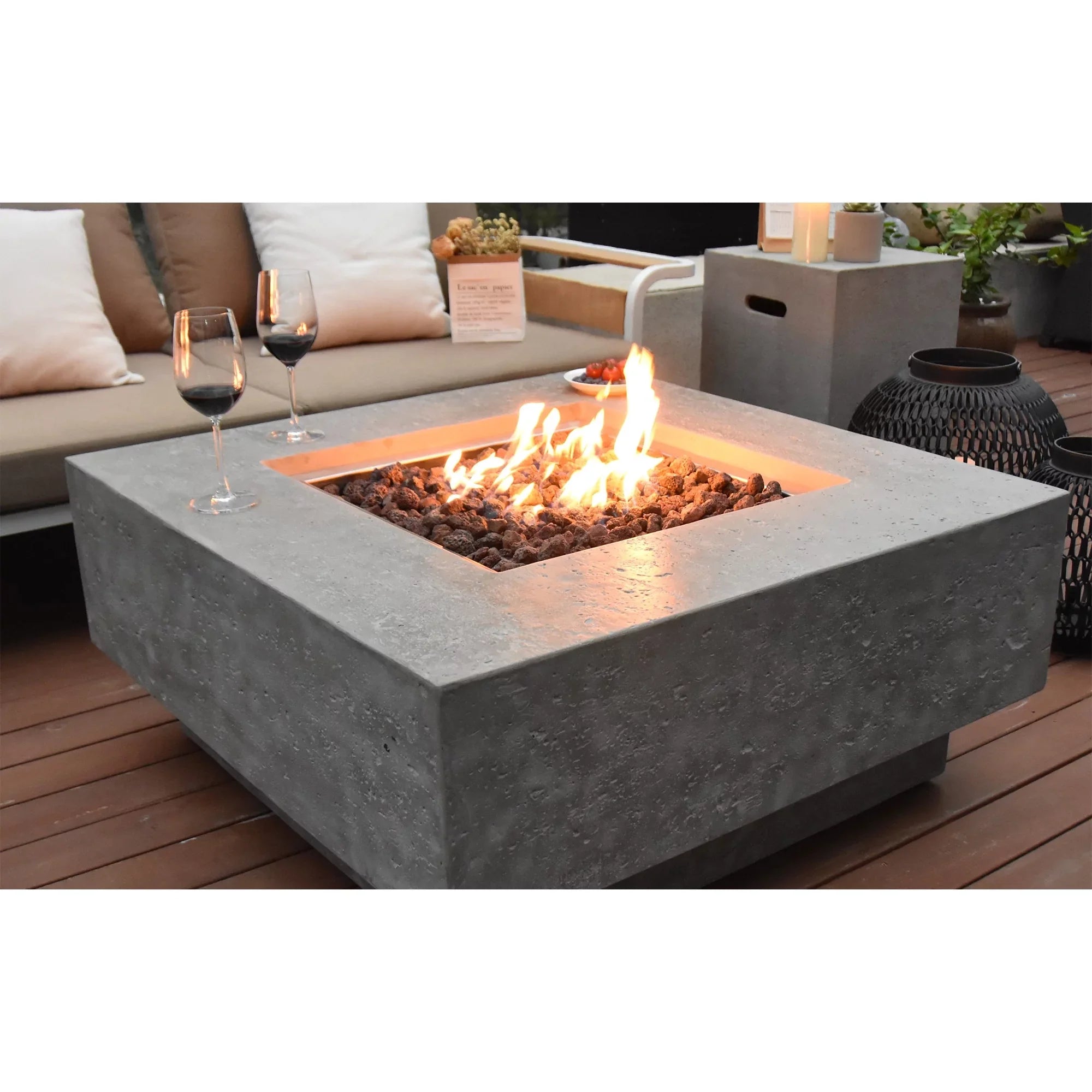 Elementi Manhattan Concrete Outdoor 45,000 BTU Natural Gas Fire Table