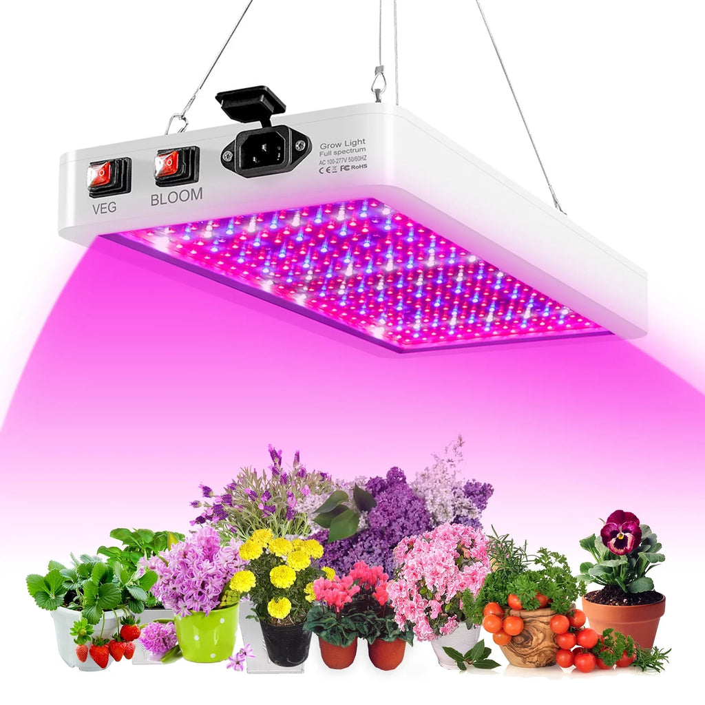 Gecheer 2000W Grow for Indoor Plants 312 LEDs Full Spectrum Veg and Bloom Dual Switch IP65 Waterproof Hanging Plant Growing Lamps for Seedlings Flowers Greenhouse