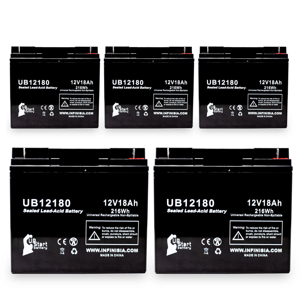 5x Pack - Fitting EAGLE PICHER BATTERIES CF12V18 Battery - Replacement UB12180 Universal Sealed Lead Acid Battery (12V, 18Ah, 18000mAh, T4 Terminal, AGM, SLA)