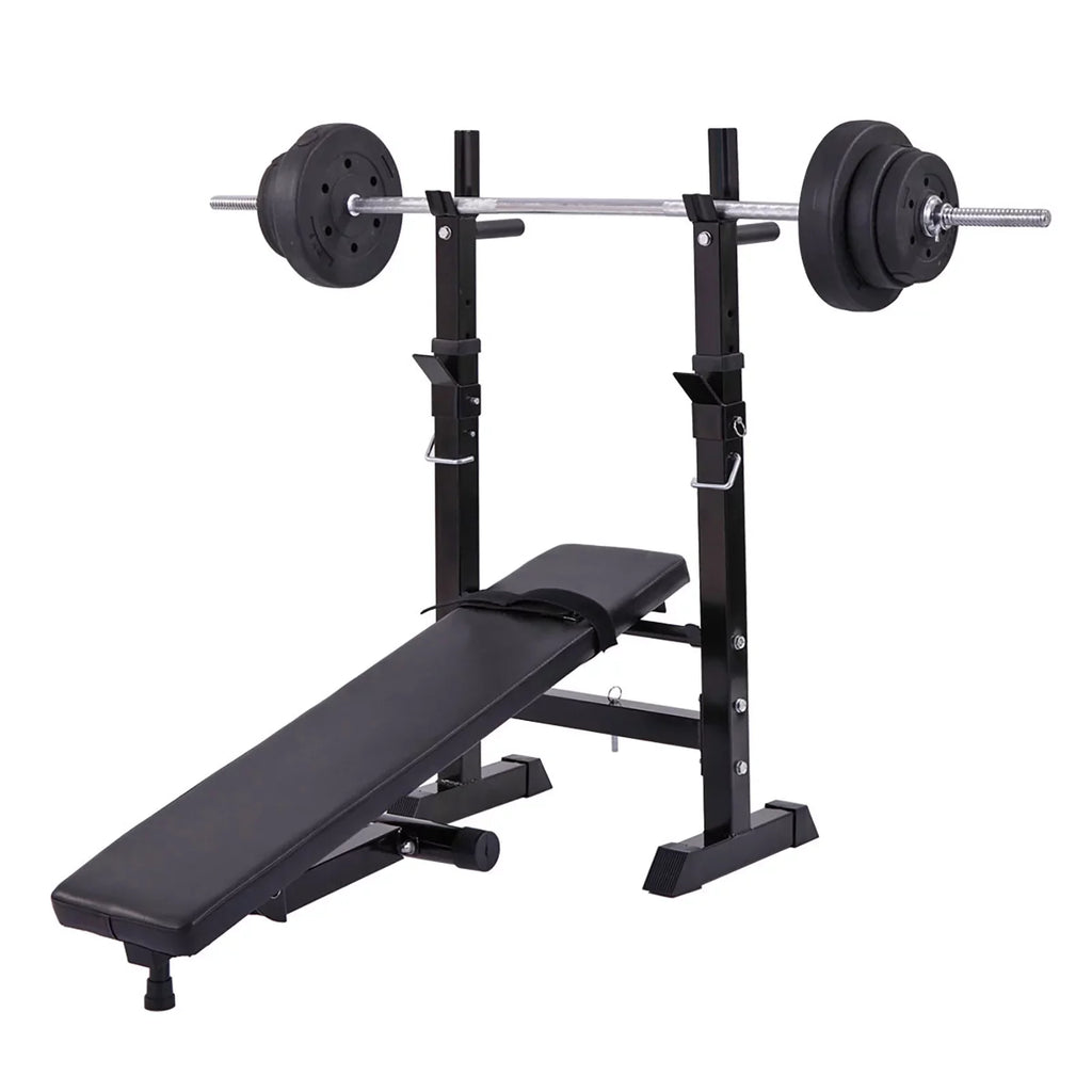 Andoer Adjustable Folding Multifunctional Workout Station, Red and Black, Squat Rack Included