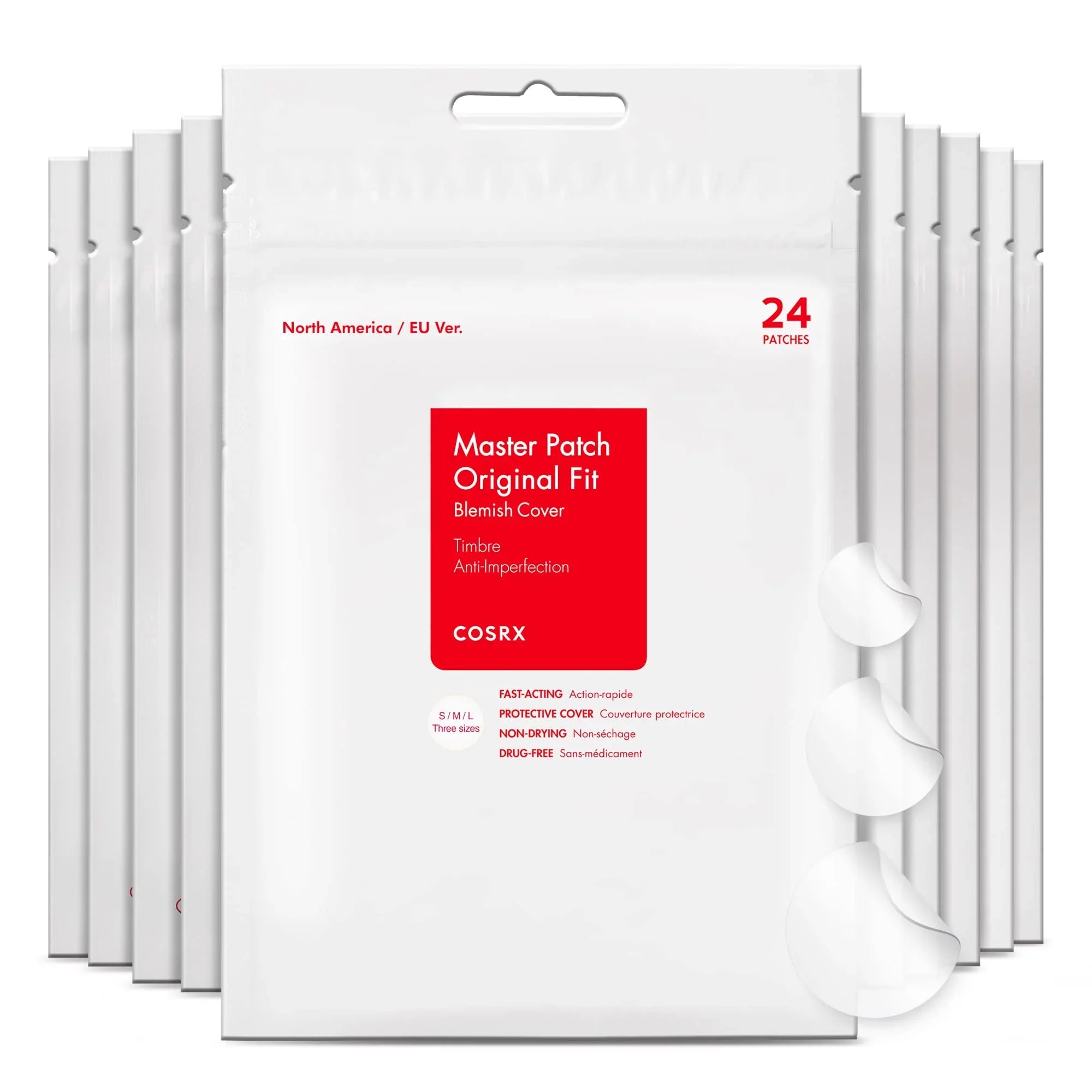 Cosrx Acne Pimple Patch Absorbing Hydrocolloid Original 3 Size Patches For Blemishes And Zits Protection Spot Stickers For Face And Body, Not Tested On Animals, No Toxic Ingredients (240 Count (Pack.