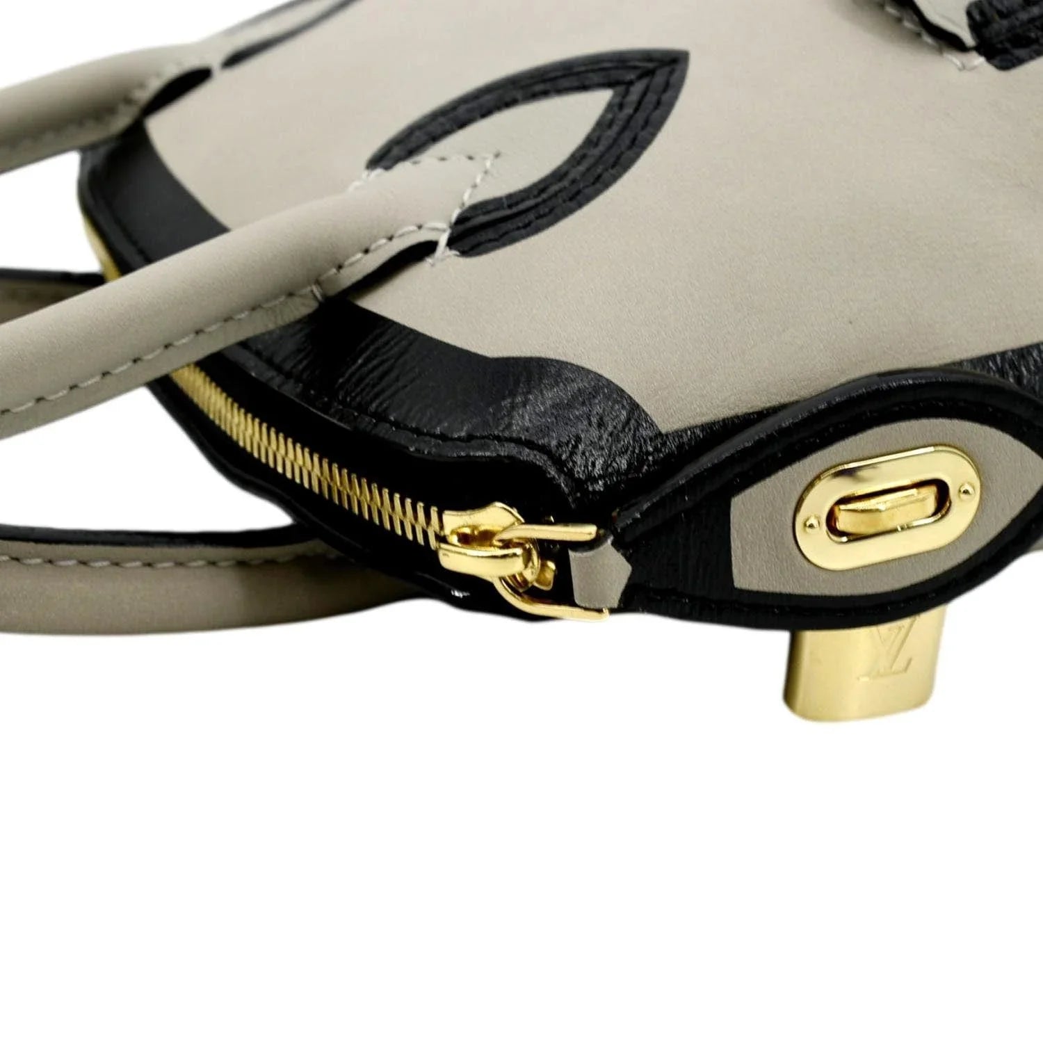 Pre-owned LOUIS VUITTON Lockit Cuir Obsession Leather Satchel Bag Grey