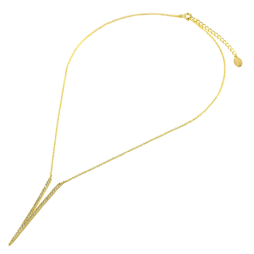 Blue Box Boutique Inc Cubic Zirconia Gold Pointed V Drop Pendant Necklace for Women, Teens