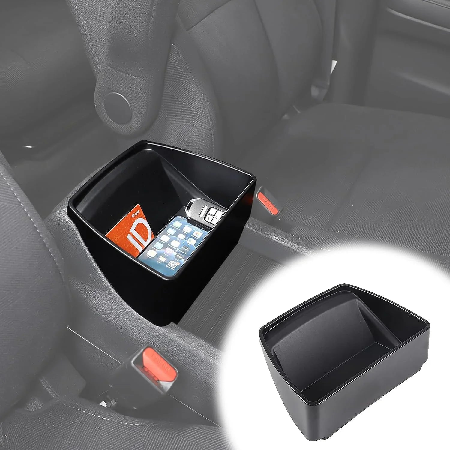 TINKI Center Console Organizer Tray for Honda Pilot 2016-2022/ Ridgeline 2020-2023/ Passport 2019-2023 Accessories, ABS Material Central Control Armrest Secondary Storage Box Black