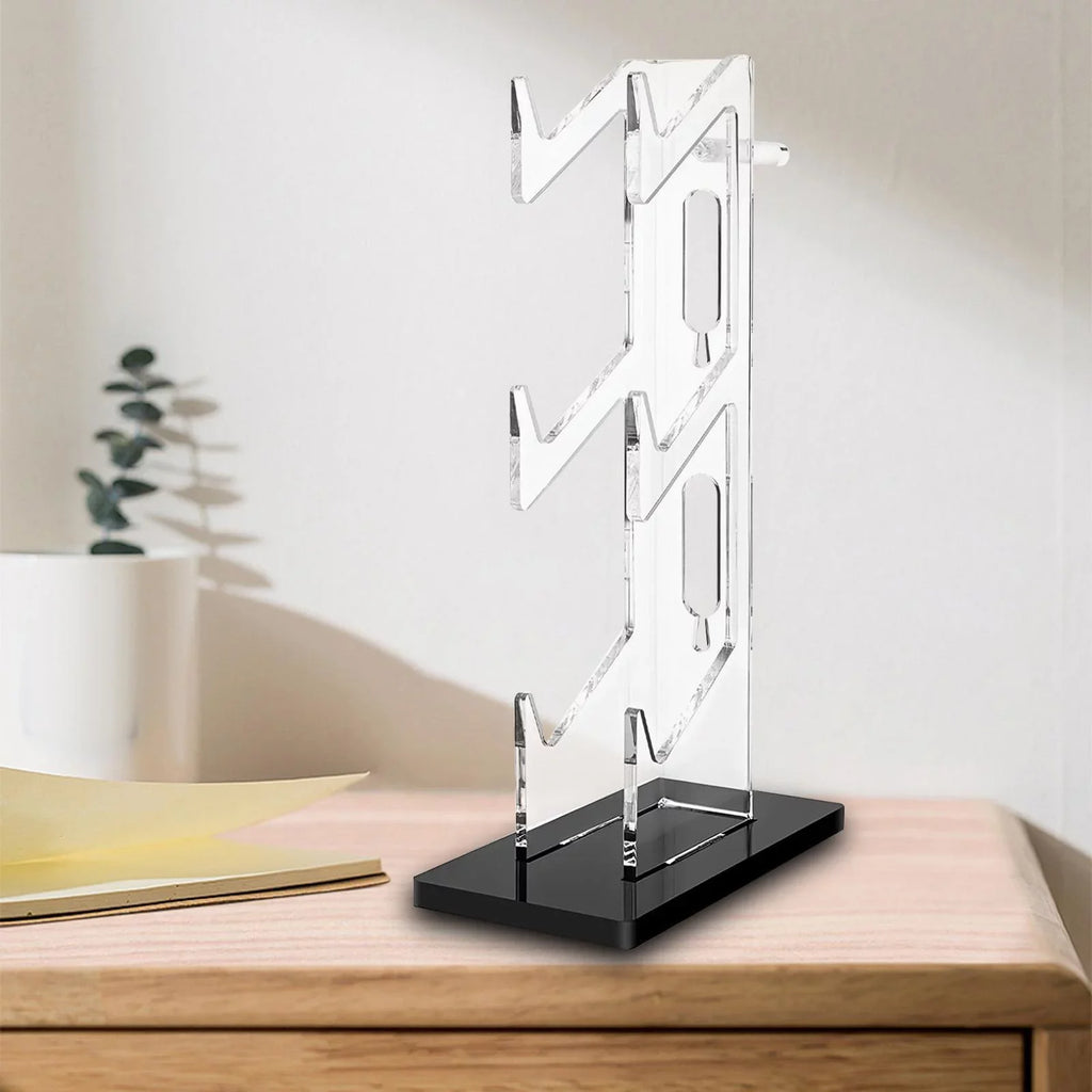 3 Tier Controller Bracket Gadget Non Slip Mat Strong Transparent Decoration Acrylic Headset Hanger for Game Desk Controller Accessories PS5 Black