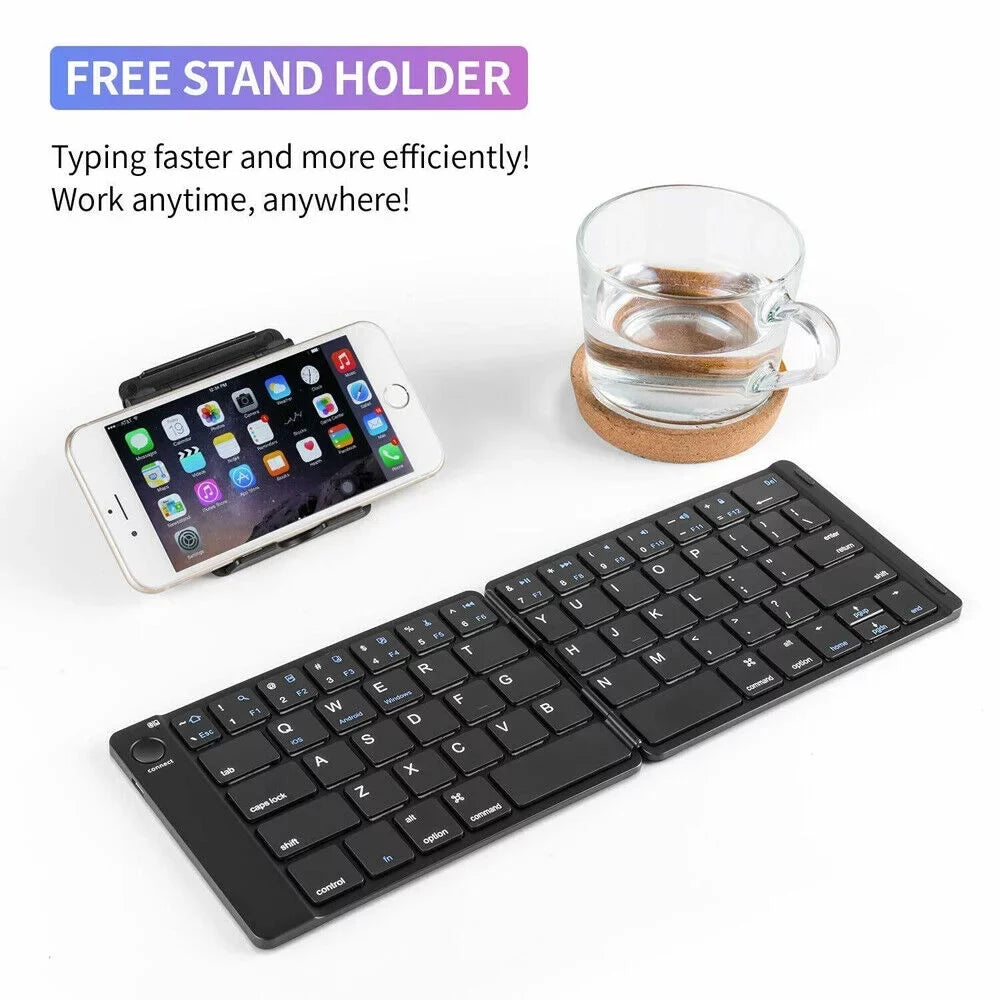 Mini Universal Wireless Bluetooth Keyboard Foldable Keyboard for iPhone iPad Tablet Samsung Android Phones PC Mac