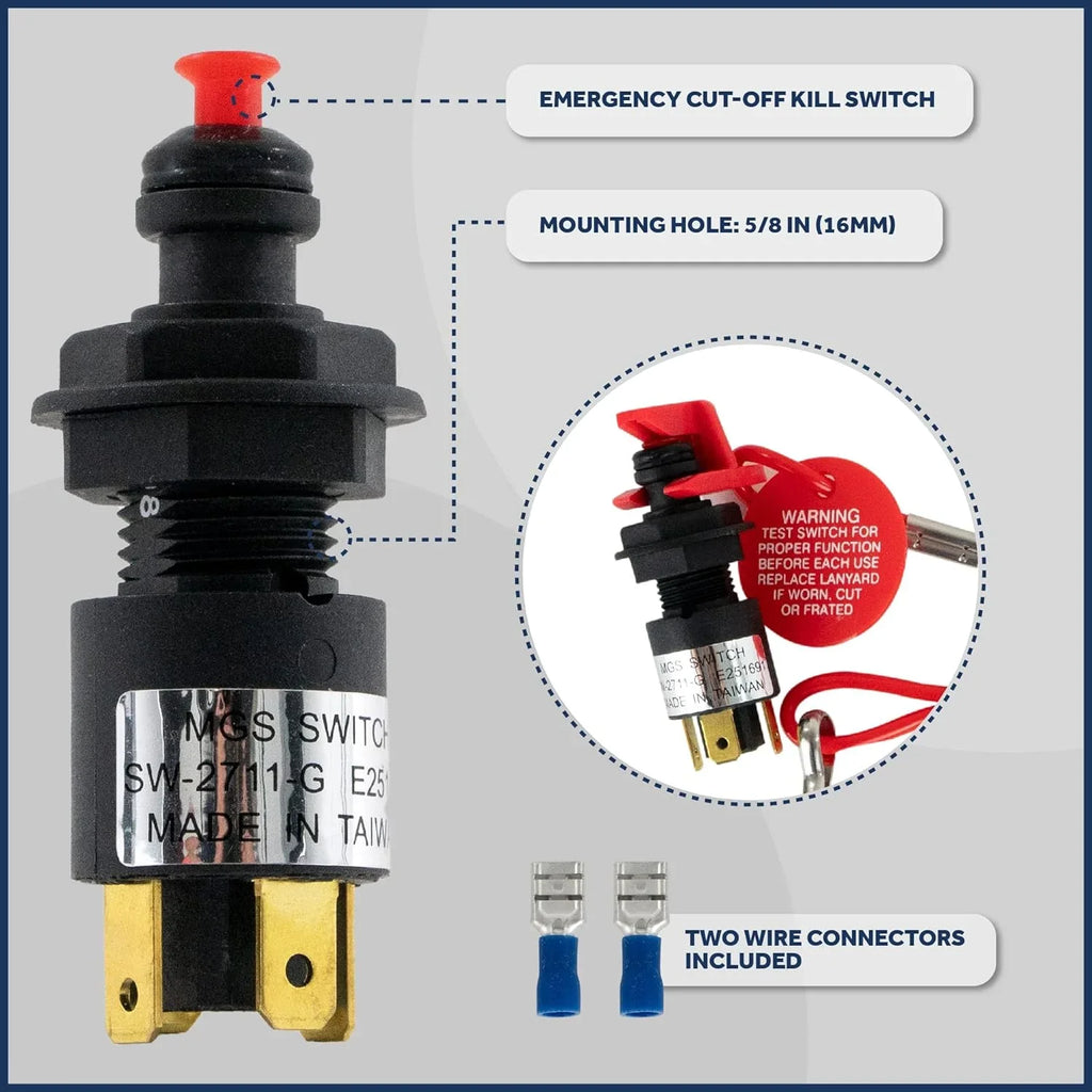 Five Oceans Marine Universal Emergency Cut-Off Switch, Kill Switch, Engine Shut-Off Switch 12VDC, Coil Extendable Lanyard, Snap Hook and Red Buoy, for Jet Ski, Inflatable Craft ATVs - FO1518