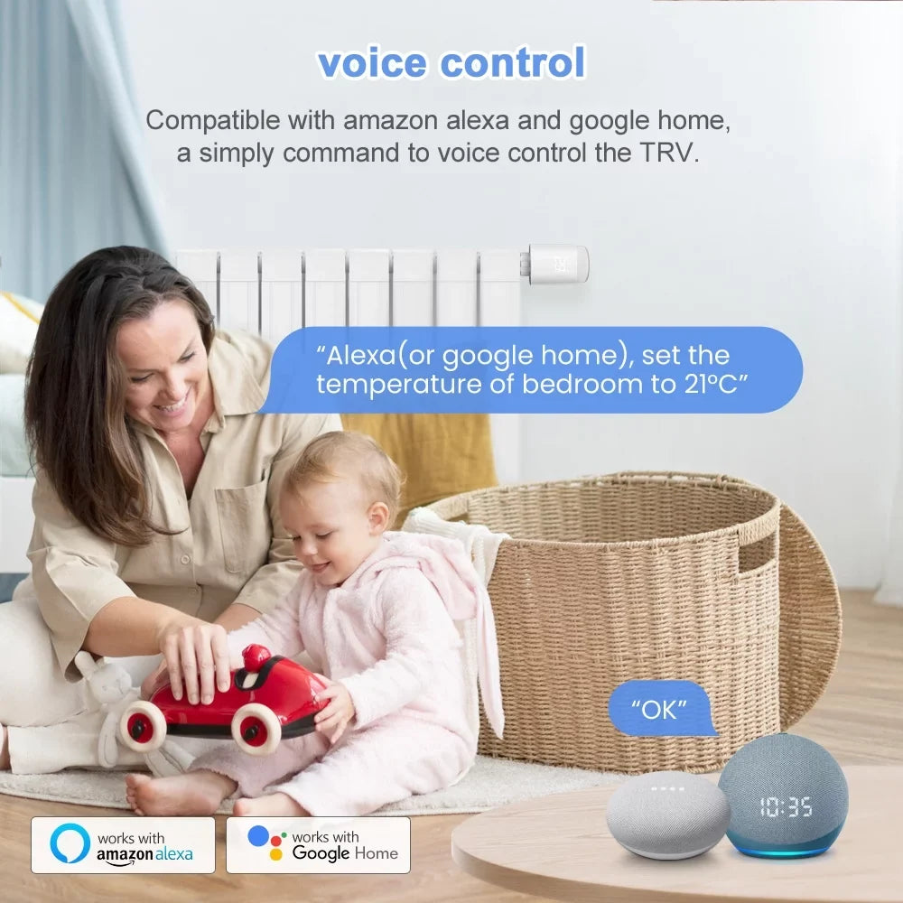 Tomshoo Thermostatic Radiator Valves Intelligent Wireless Mobilephone App Control Home Heating Thermostat Temperature Controller Radiator Thermostat Matching with Home