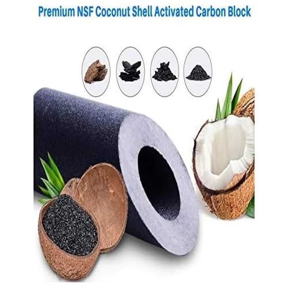 6 Pack Large Capacity Carbon Whole Home Replacement Water Filter Cartridges Fitting With WHA4BF5 Models Remove Bad Taste & Odor Whole House Replacement Water Filter Cartridge - 5 Micron