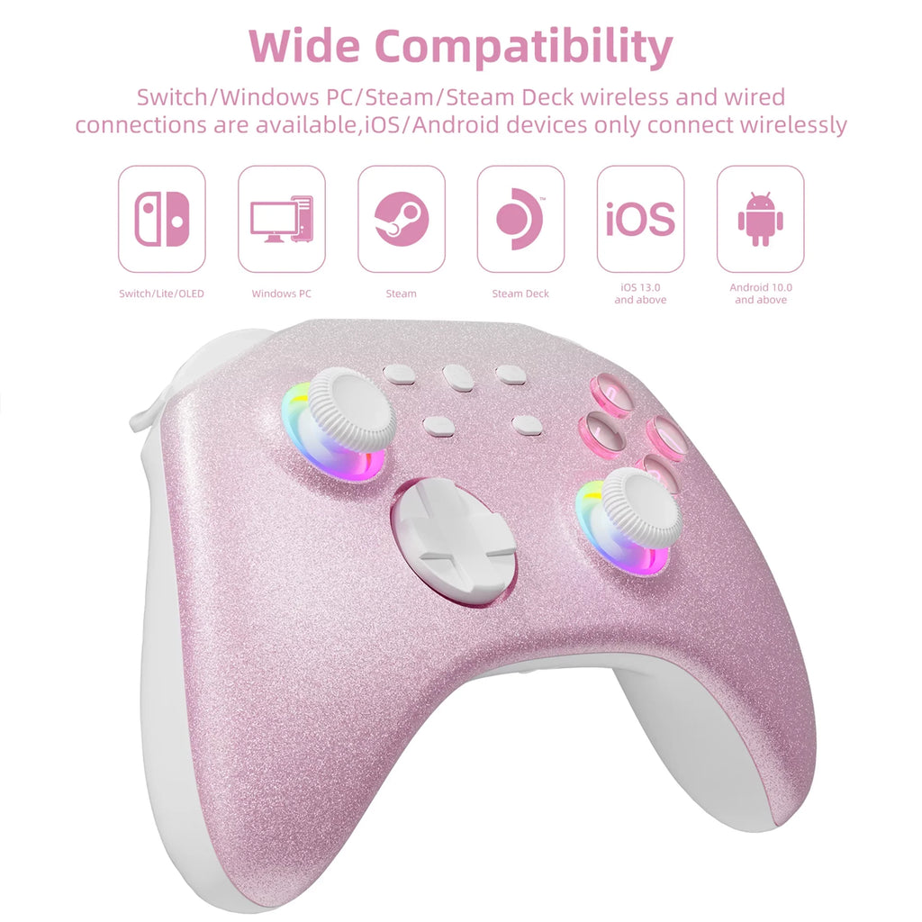 Pokémon Violet Game Disc and Upgraded Switch Pro Controller for Nintendo Switch/OLED/Lite, Wireless Switch Remote for PC/IOS/Android/Steam Pink