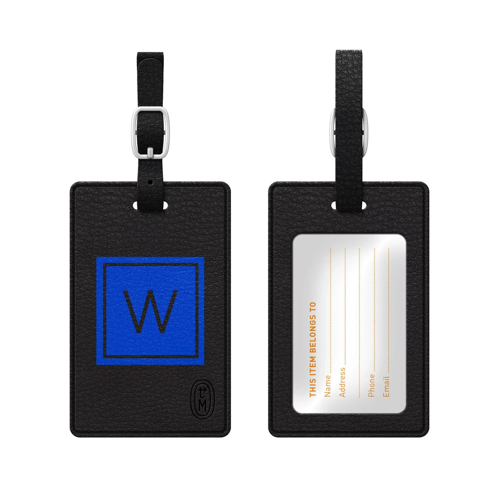 Centon OTM Monogram Leather Bag Tag Inversed Black Marine W TAGV1BLK-M06M-W