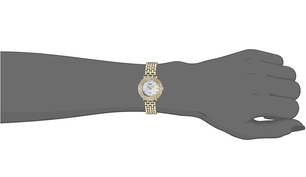 Seiko Women's Tressia Gold Tone Stainless Steel Solar Diamonds Watch SUP374