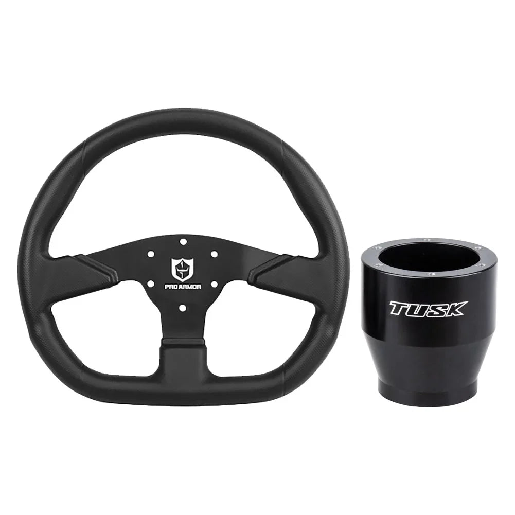 Tusk Steering Wheel Hub with Pro Armor Steering Wheel "D" Shaped Steering Wheel For Polaris RANGER 700 HD 2009